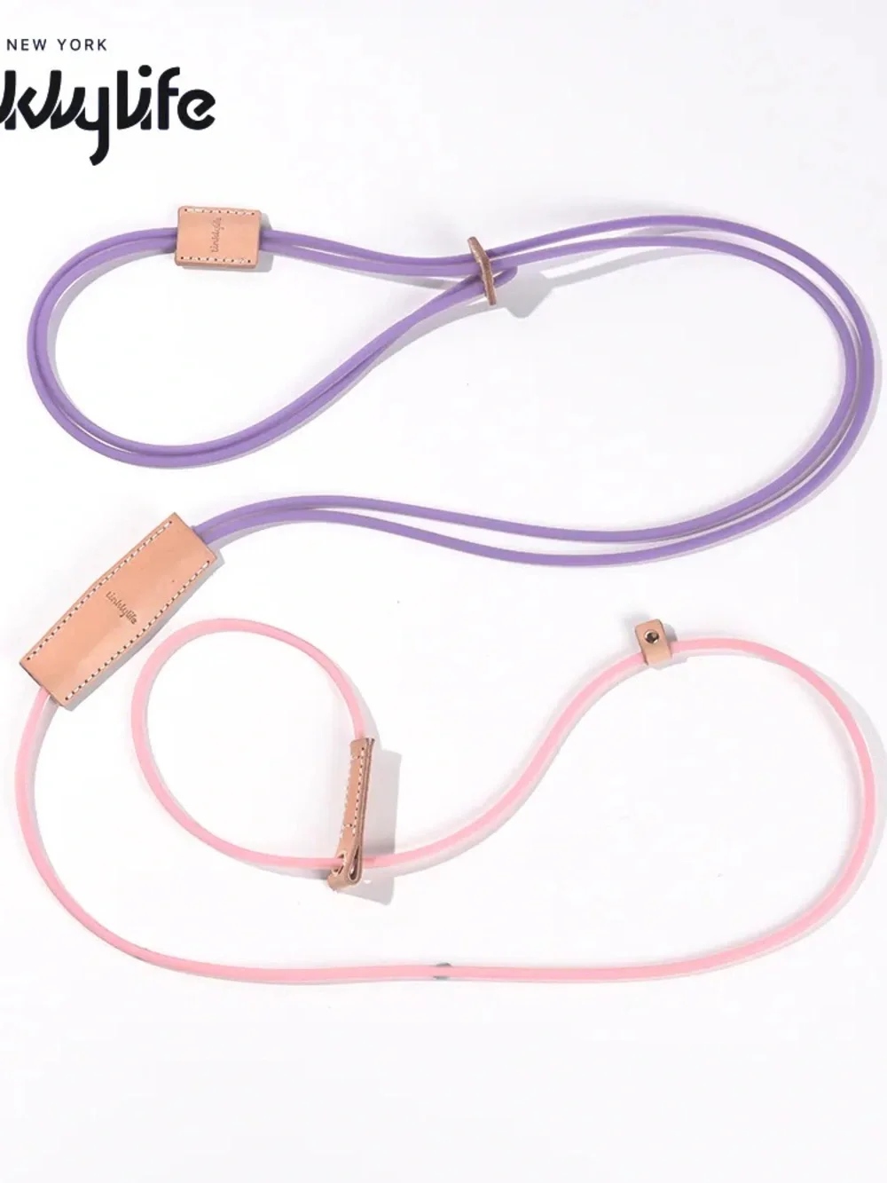 Lavender & Pink Silicone Phone Lanyard with Leather Accents